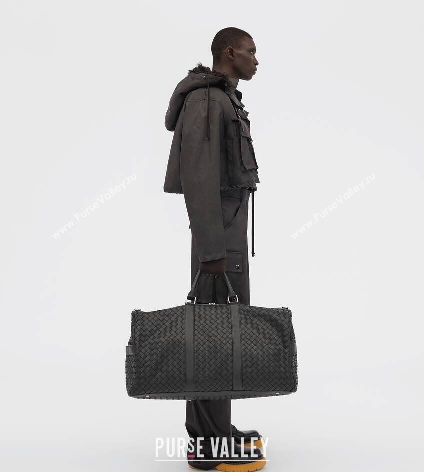 Bottega Veneta Intrecciato Leather Medium Intrecciato Duffle Bag Dark Green 2024 650066 (WT-240314069)
