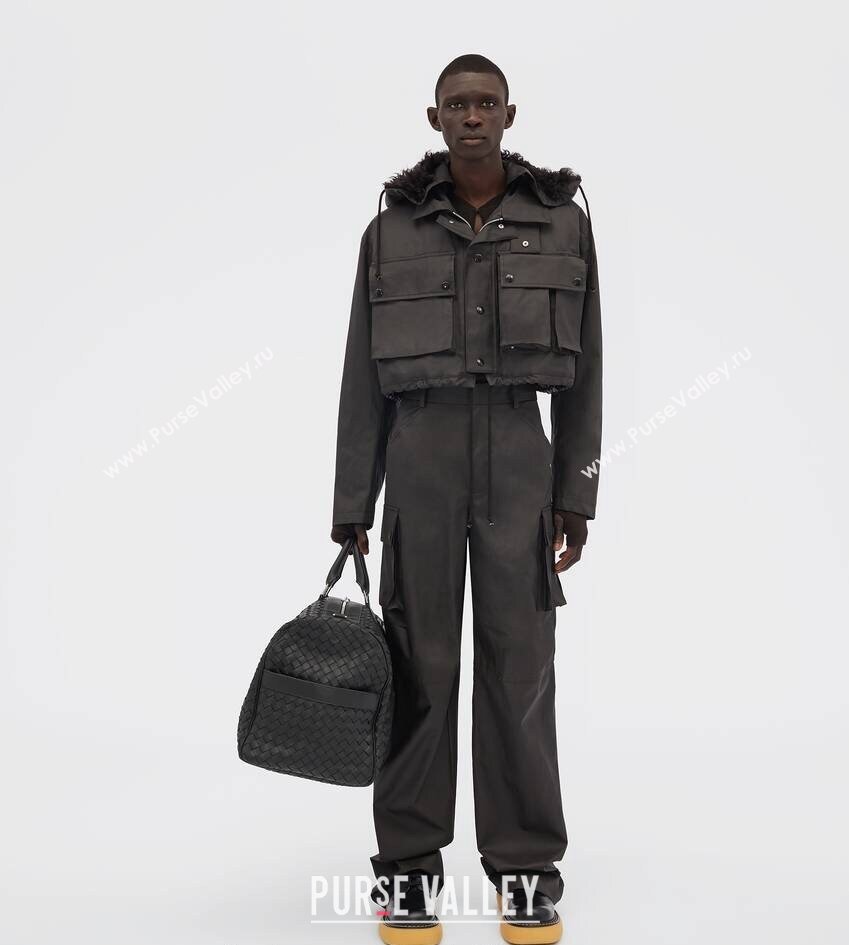 Bottega Veneta Intrecciato Leather Medium Intrecciato Duffle Bag Black 2024 650066 (WT-240314067)