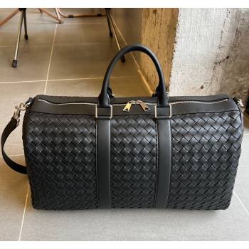 Bottega Veneta Intrecciato Leather Medium Intrecciato Duffle Bag Black 2024 650066 (WT-240314067)