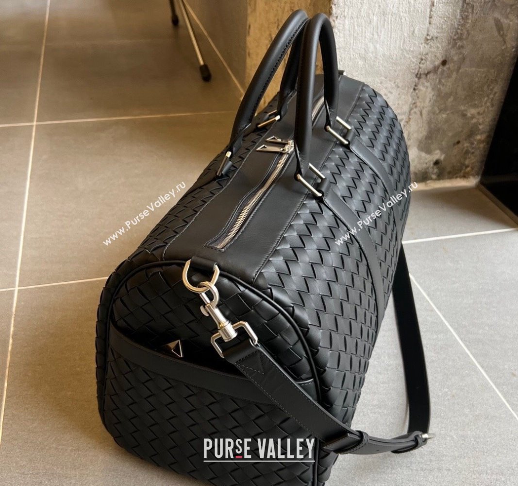 Bottega Veneta Intrecciato Leather Medium Intrecciato Duffle Bag Black 2024 650066 (WT-240314067)