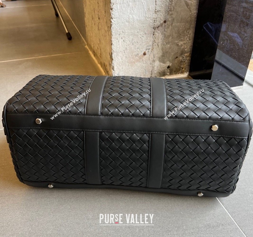 Bottega Veneta Intrecciato Leather Medium Intrecciato Duffle Bag Black 2024 650066 (WT-240314067)