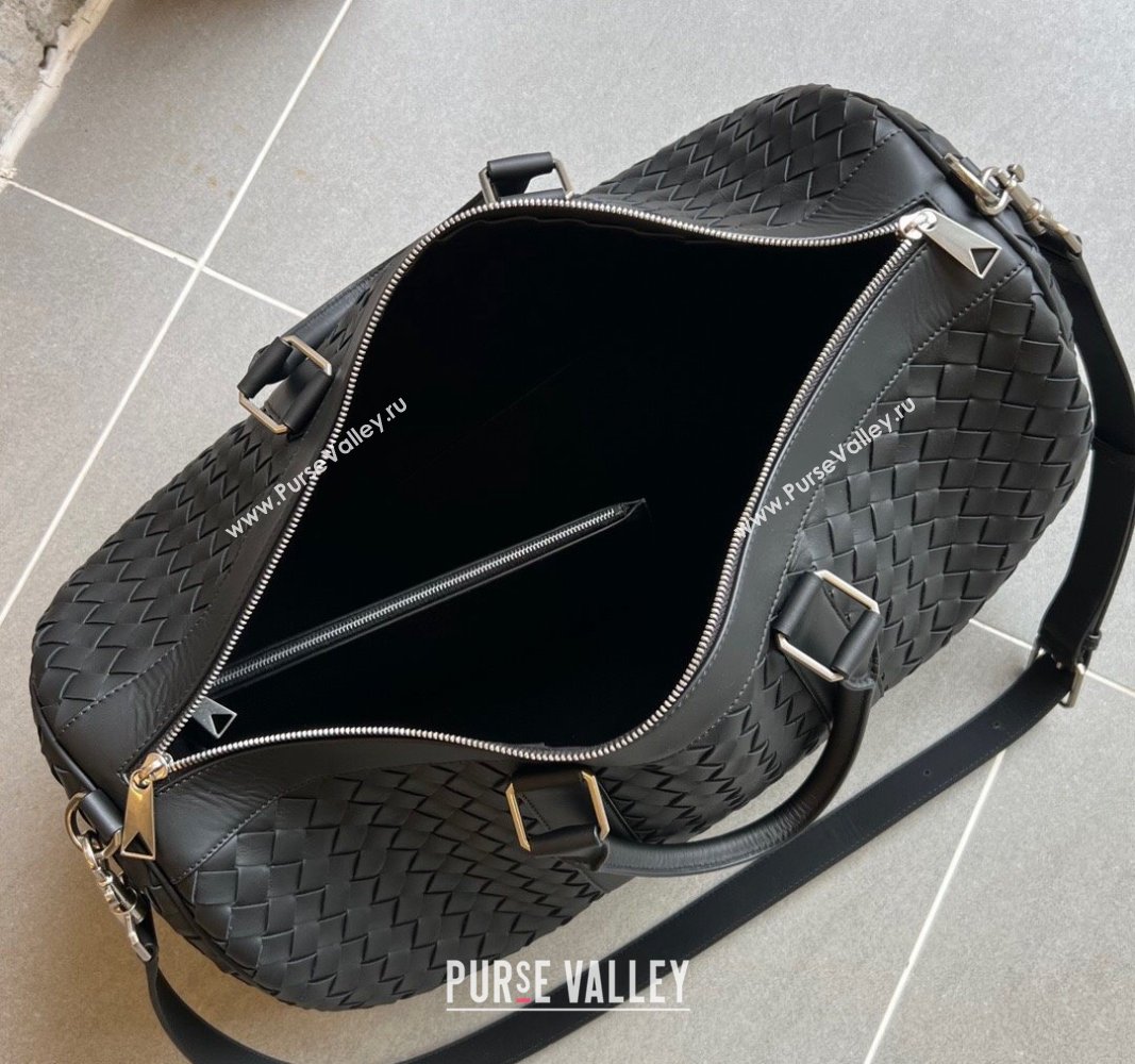 Bottega Veneta Intrecciato Leather Medium Intrecciato Duffle Bag Black 2024 650066 (WT-240314067)