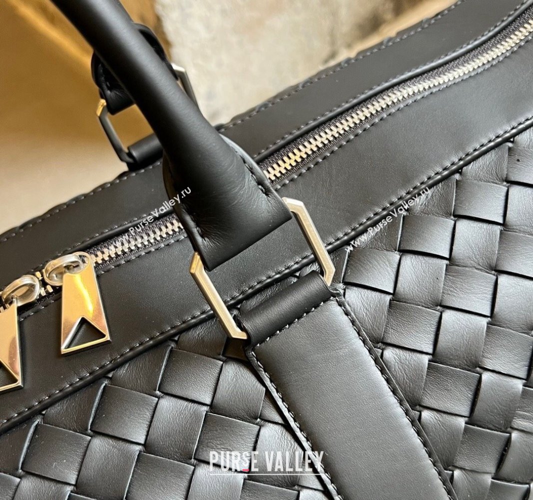 Bottega Veneta Intrecciato Leather Medium Intrecciato Duffle Bag Black 2024 650066 (WT-240314067)
