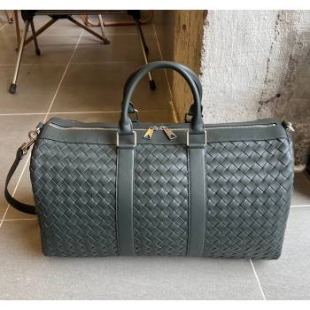 Bottega Veneta Intrecciato Leather Medium Intrecciato Duffle Bag Dark Green 2024 650066 (WT-240314069)
