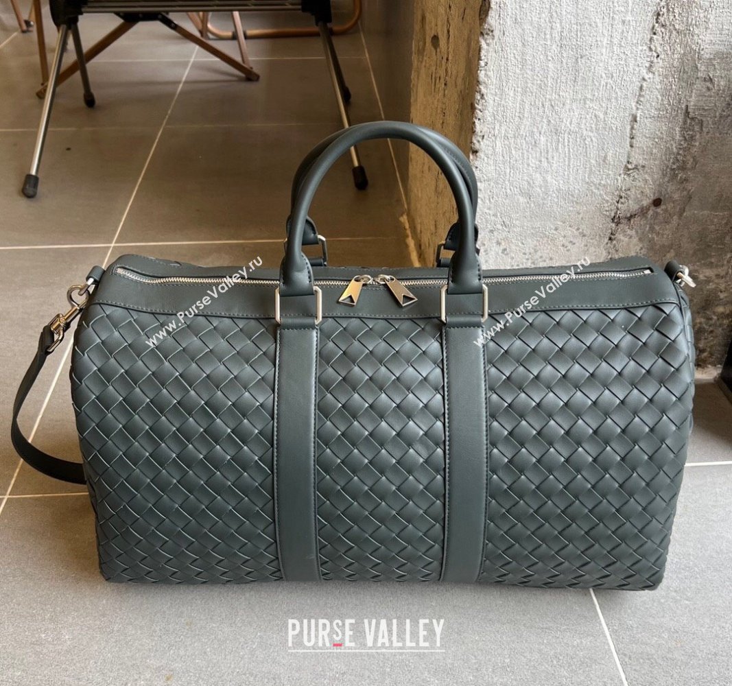 Bottega Veneta Intrecciato Leather Medium Intrecciato Duffle Bag Dark Green 2024 650066 (WT-240314069)