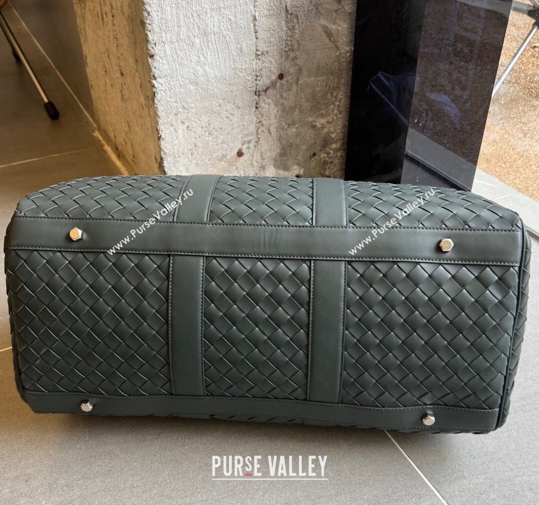 Bottega Veneta Intrecciato Leather Medium Intrecciato Duffle Bag Dark Green 2024 650066 (WT-240314069)