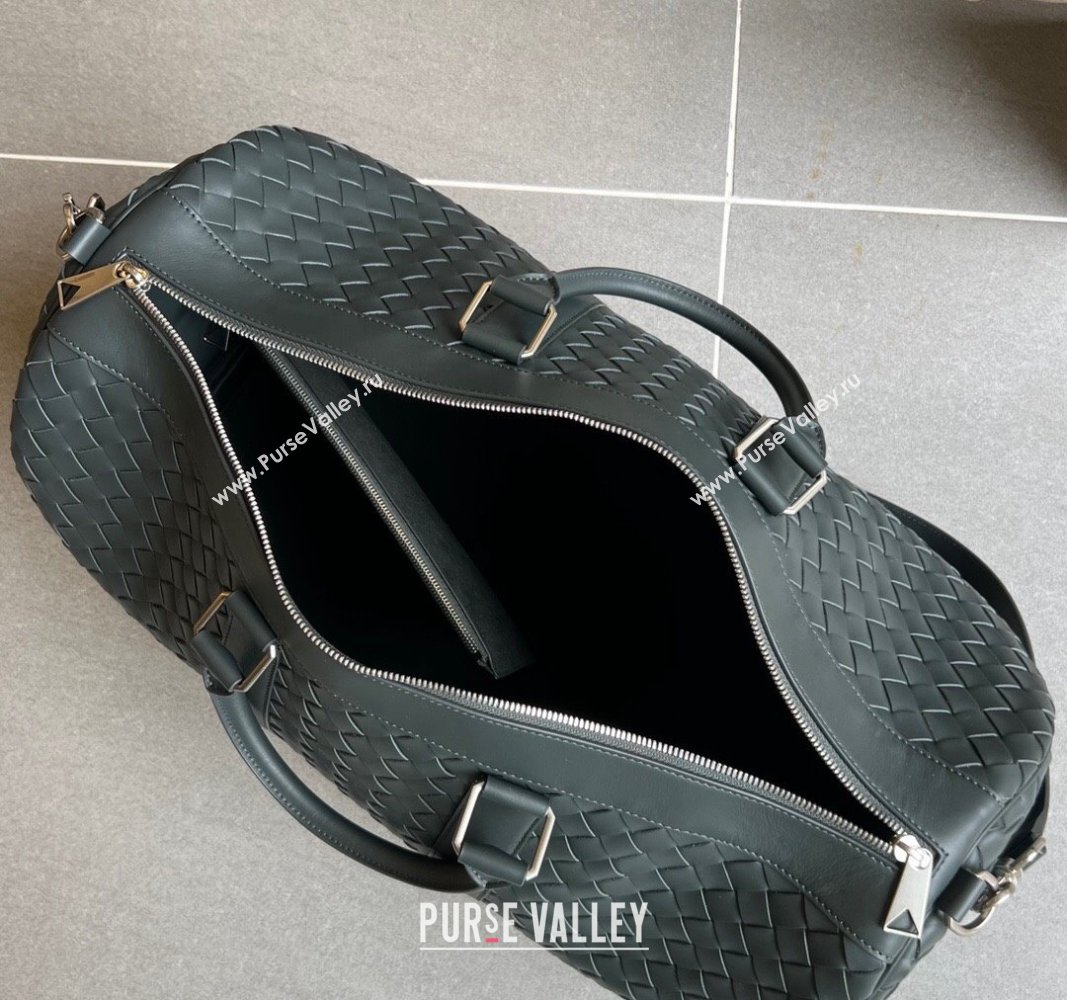 Bottega Veneta Intrecciato Leather Medium Intrecciato Duffle Bag Dark Green 2024 650066 (WT-240314069)