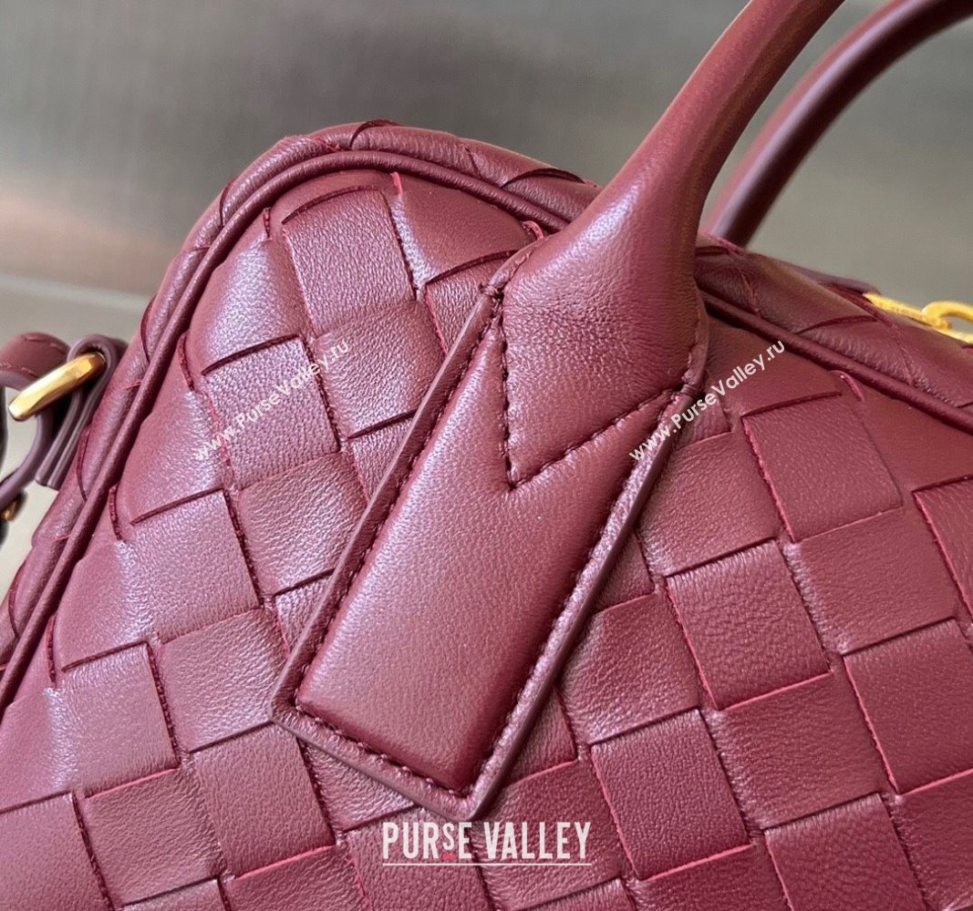 Bottega Veneta Small Getaway Top Handle Bag in Intrecciato Leather Burgundy 2023 776736 (WT-240314048)