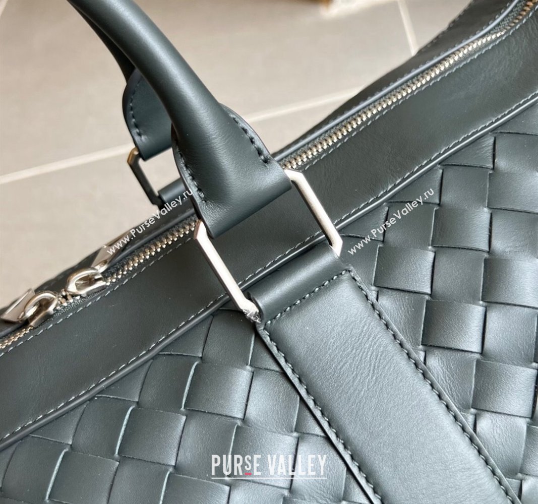 Bottega Veneta Intrecciato Leather Medium Intrecciato Duffle Bag Dark Green 2024 650066 (WT-240314069)