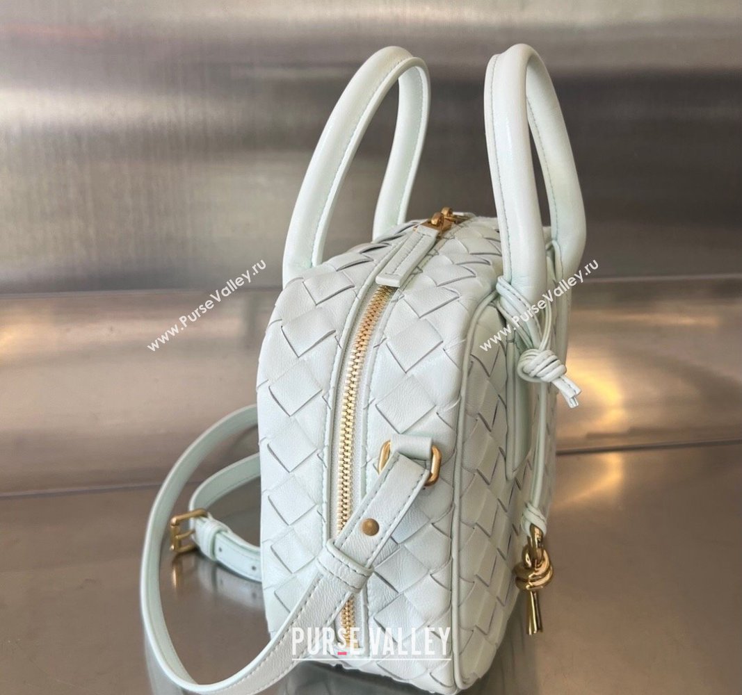 Bottega Veneta Small Getaway Top Handle Bag in Intrecciato Leather Glacier Blue 2023 776736 (WT-240314046)