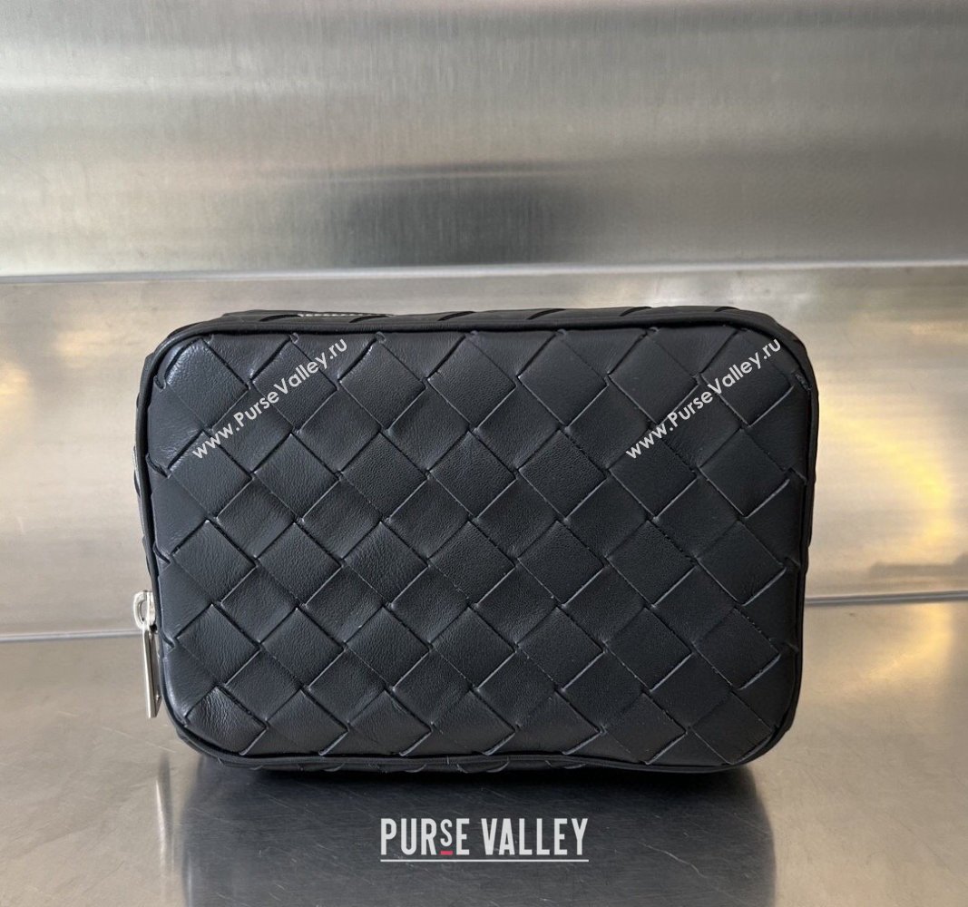 Bottega Veneta Intrecciato Leather Small Organizer Clutch Black 2024 765800 (WT-240314073)