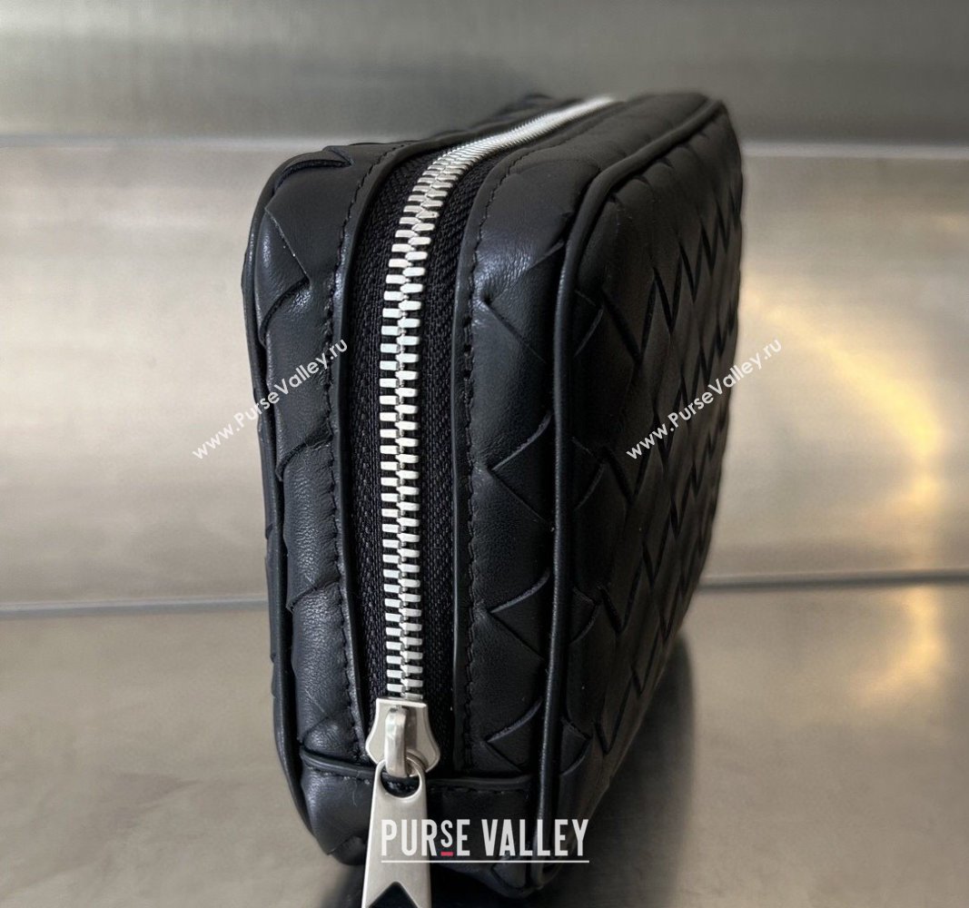 Bottega Veneta Intrecciato Leather Small Organizer Clutch Black 2024 765800 (WT-240314073)