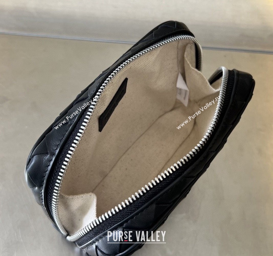 Bottega Veneta Intrecciato Leather Small Organizer Clutch Black 2024 765800 (WT-240314073)