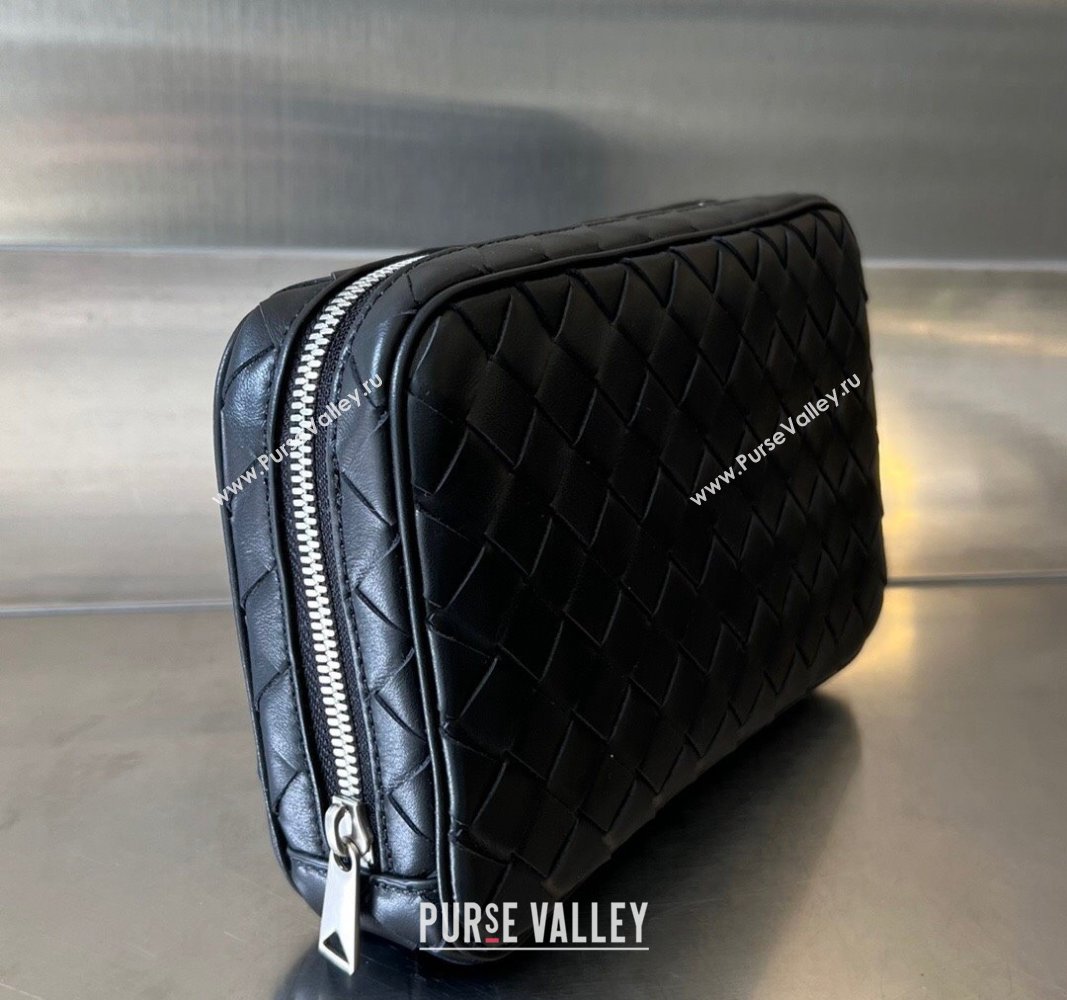 Bottega Veneta Intrecciato Leather Medium Organizer Clutch Black 2024 765809 (WT-240314075)