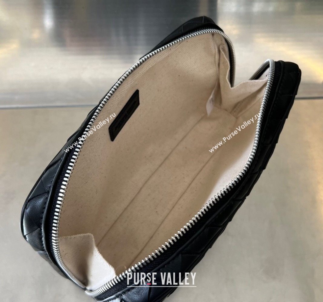 Bottega Veneta Intrecciato Leather Medium Organizer Clutch Black 2024 765809 (WT-240314075)