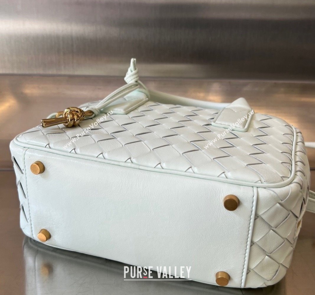 Bottega Veneta Small Getaway Top Handle Bag in Intrecciato Leather Glacier Blue 2023 776736 (WT-240314046)