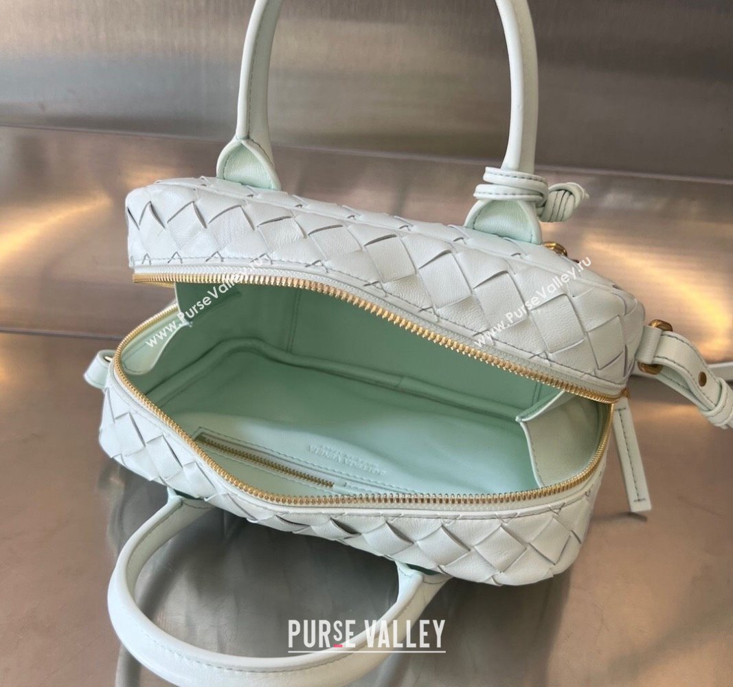 Bottega Veneta Small Getaway Top Handle Bag in Intrecciato Leather Glacier Blue 2023 776736 (WT-240314046)
