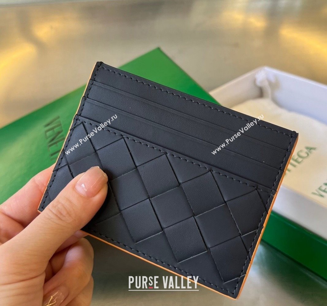 Bottega Veneta Intrecciato Leather Credit Card Case Midnight Blue 2024 731956 (WT-240314050)