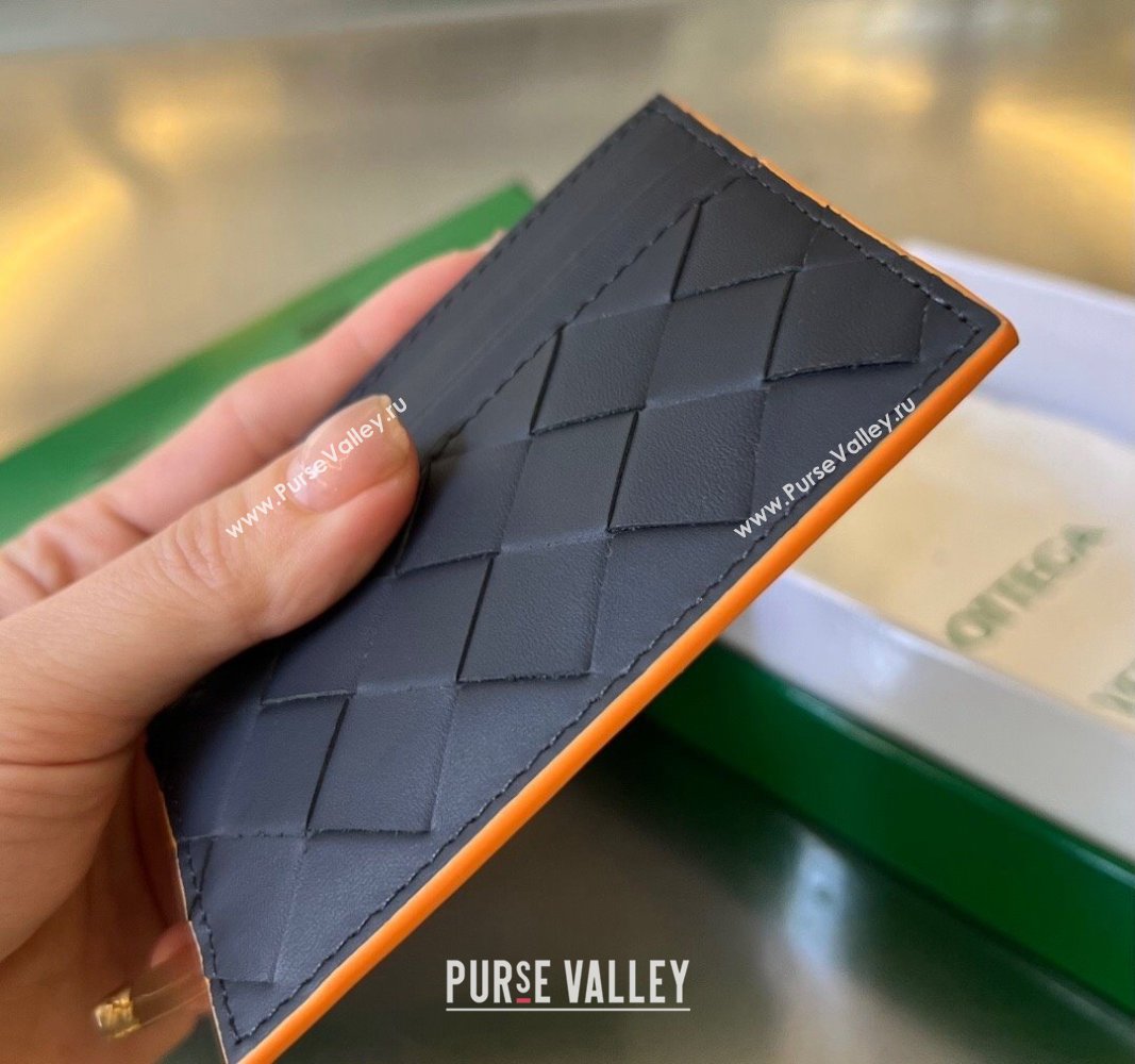 Bottega Veneta Intrecciato Leather Credit Card Case Midnight Blue 2024 731956 (WT-240314050)