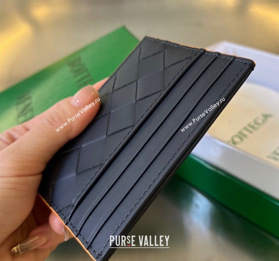 Bottega Veneta Intrecciato Leather Credit Card Case Midnight Blue 2024 731956 (WT-240314050)