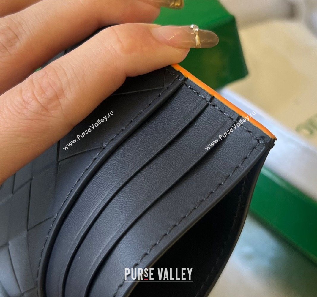 Bottega Veneta Intrecciato Leather Credit Card Case Midnight Blue 2024 731956 (WT-240314050)