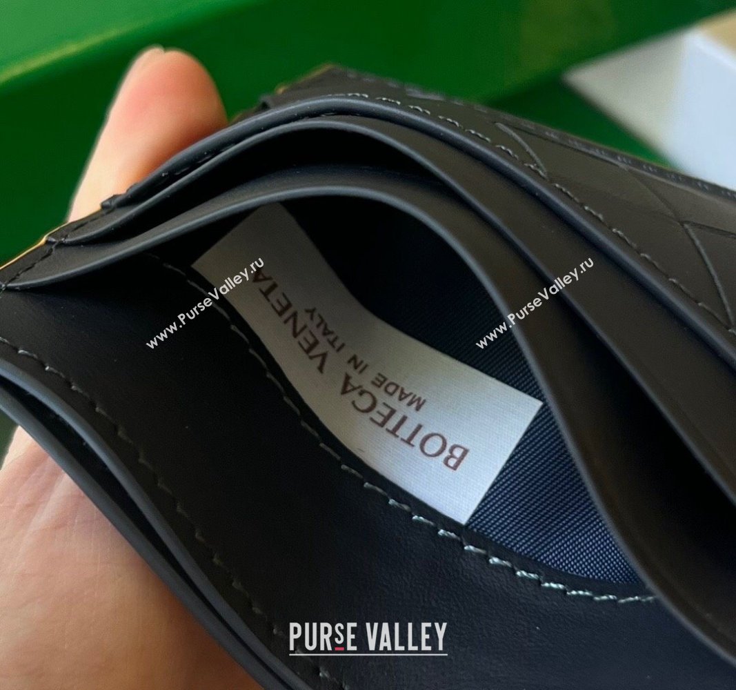 Bottega Veneta Intrecciato Leather Credit Card Case Midnight Blue 2024 731956 (WT-240314050)