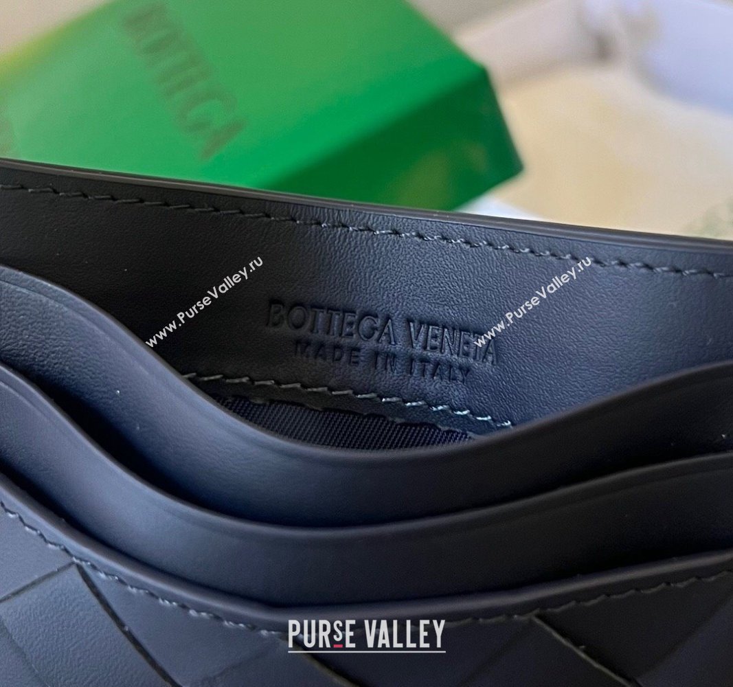 Bottega Veneta Intrecciato Leather Credit Card Case Midnight Blue 2024 731956 (WT-240314050)