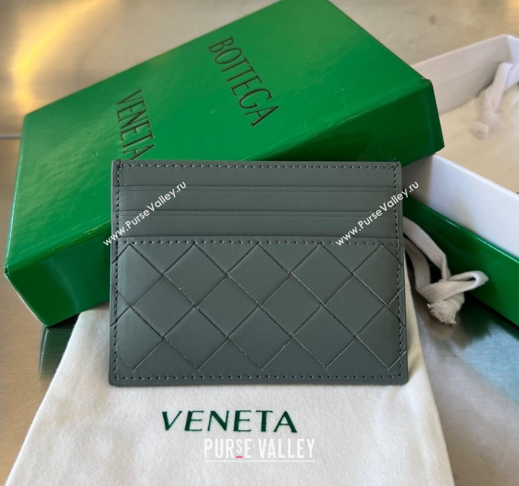 Bottega Veneta Intrecciato Leather Credit Card Case Slate Grey 2024 731956 (WT-240314052)