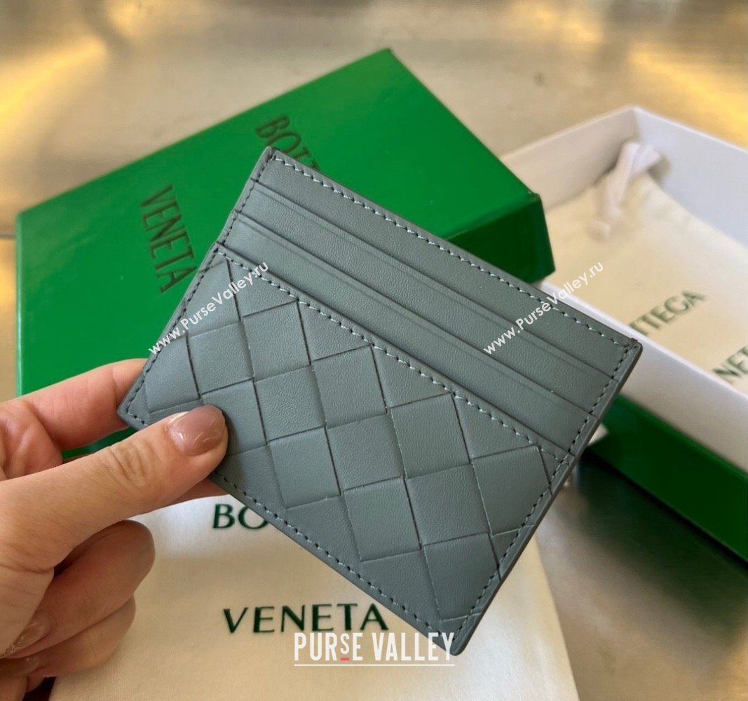 Bottega Veneta Intrecciato Leather Credit Card Case Slate Grey 2024 731956 (WT-240314052)