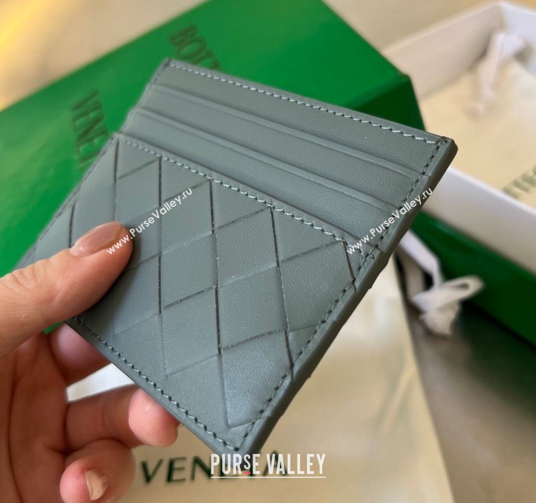Bottega Veneta Intrecciato Leather Credit Card Case Slate Grey 2024 731956 (WT-240314052)