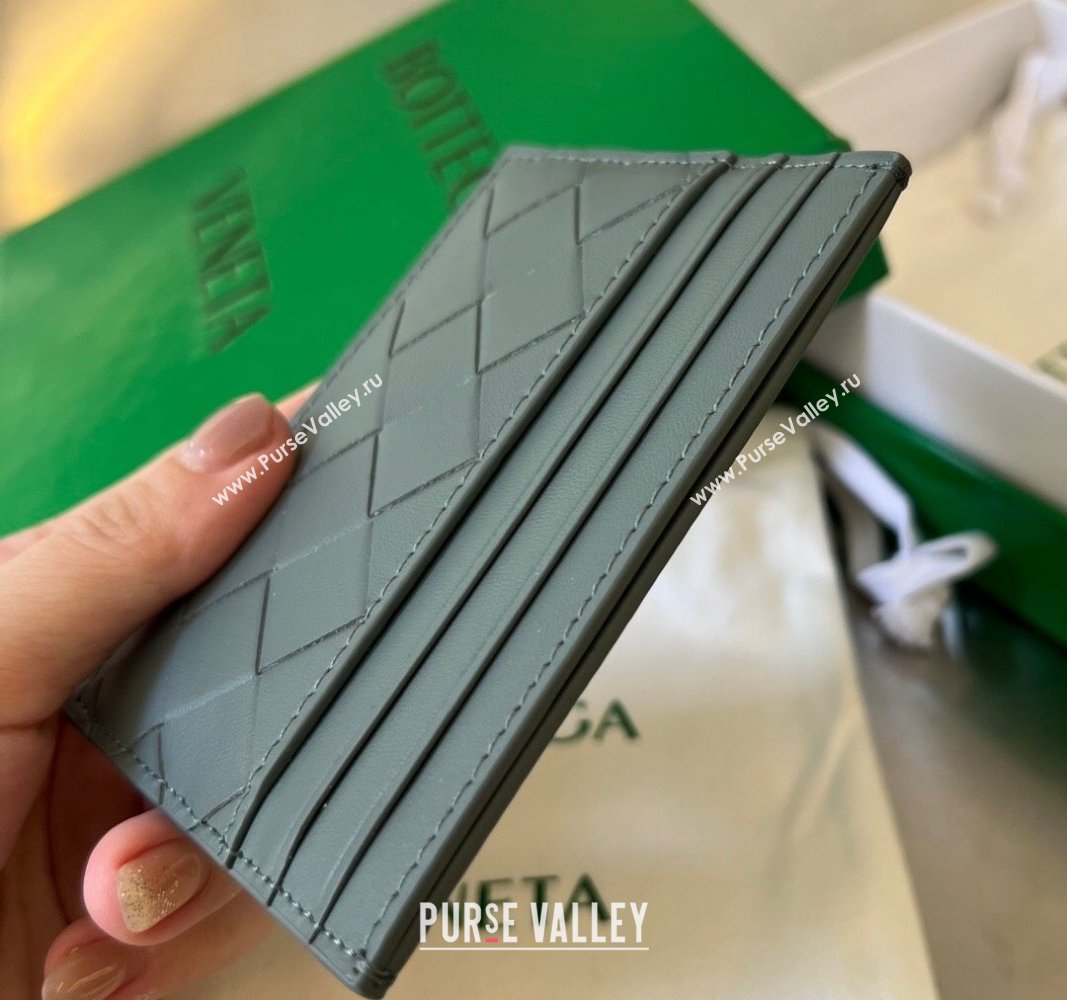 Bottega Veneta Intrecciato Leather Credit Card Case Slate Grey 2024 731956 (WT-240314052)