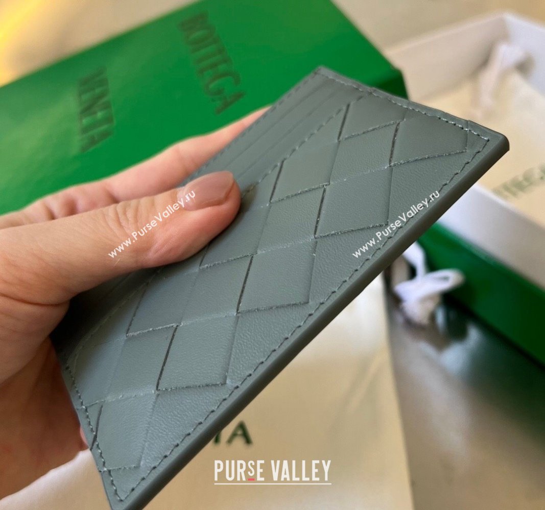 Bottega Veneta Intrecciato Leather Credit Card Case Slate Grey 2024 731956 (WT-240314052)