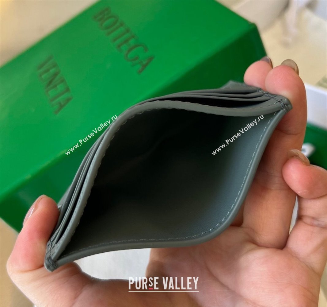 Bottega Veneta Intrecciato Leather Credit Card Case Slate Grey 2024 731956 (WT-240314052)