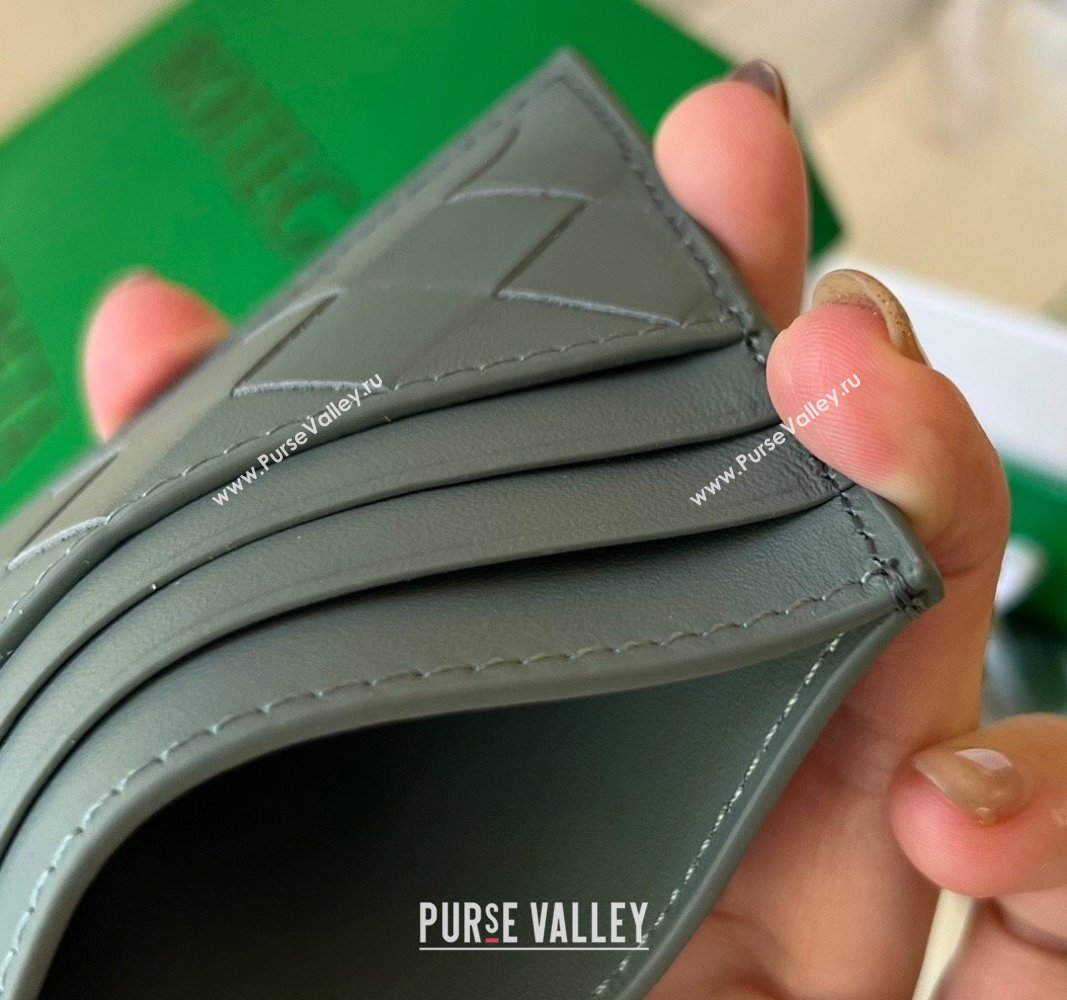 Bottega Veneta Intrecciato Leather Credit Card Case Slate Grey 2024 731956 (WT-240314052)