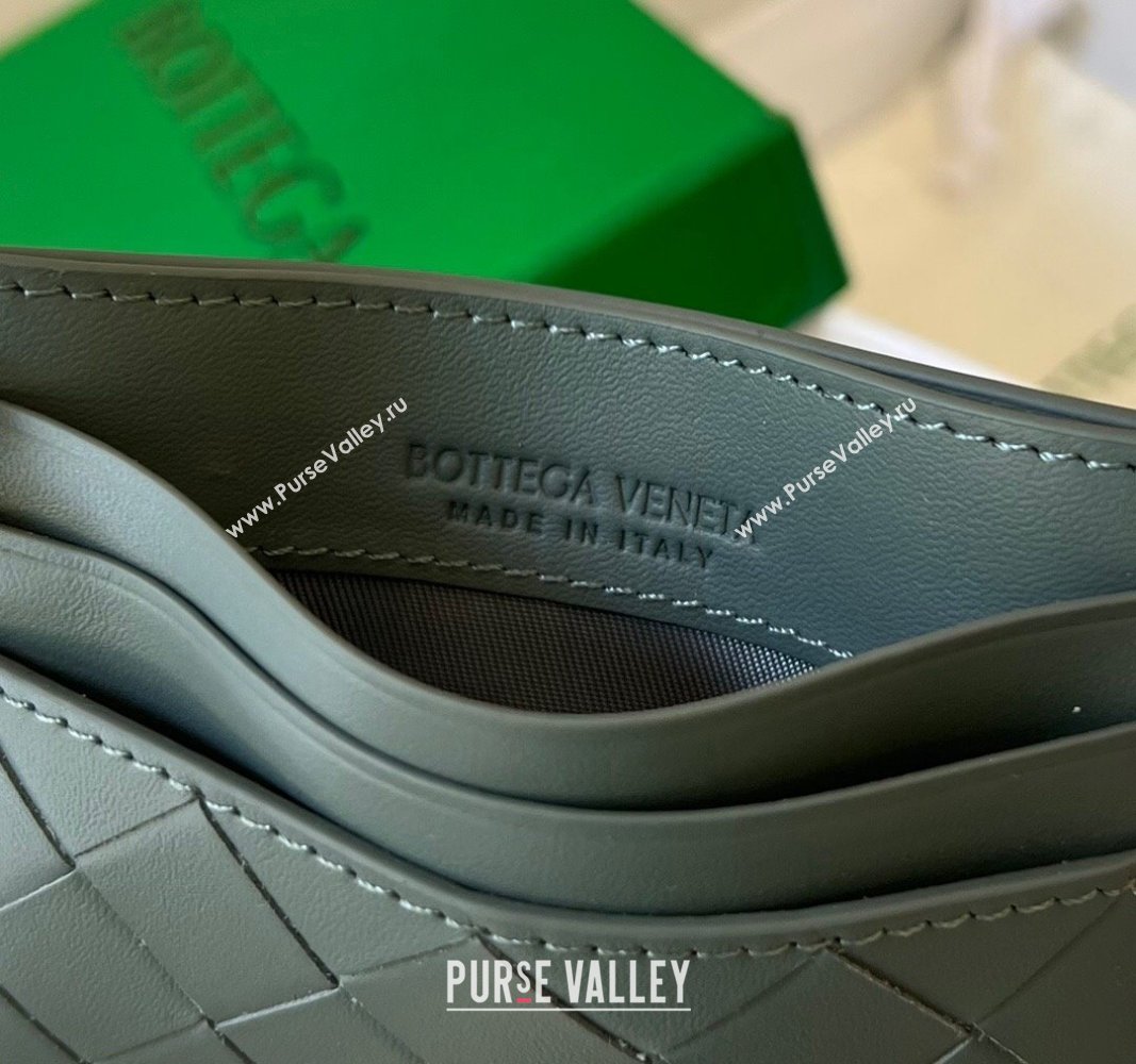 Bottega Veneta Intrecciato Leather Credit Card Case Slate Grey 2024 731956 (WT-240314052)