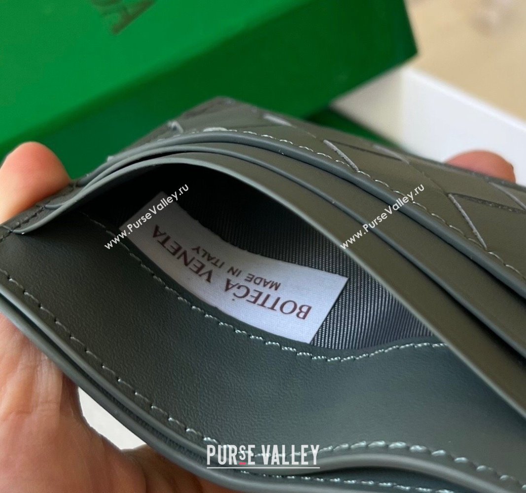 Bottega Veneta Intrecciato Leather Credit Card Case Slate Grey 2024 731956 (WT-240314052)