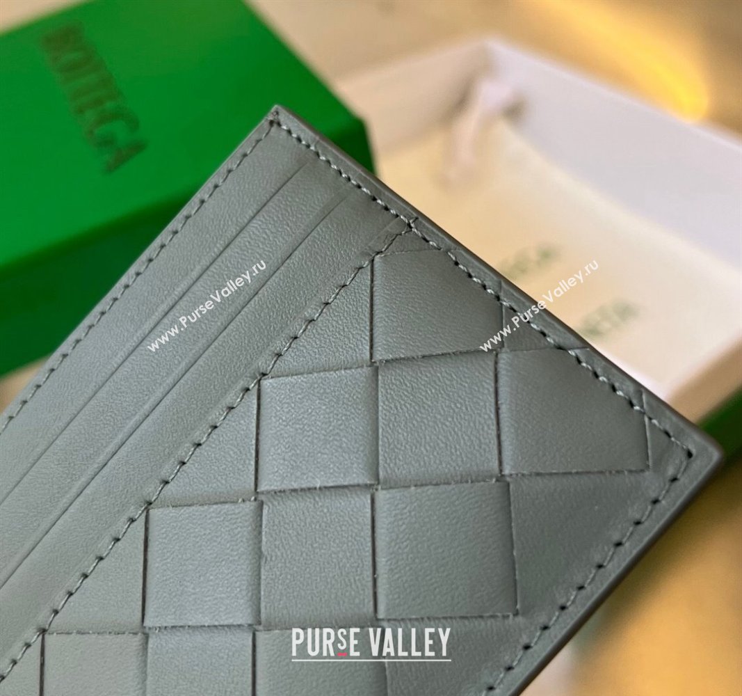 Bottega Veneta Intrecciato Leather Credit Card Case Slate Grey 2024 731956 (WT-240314052)