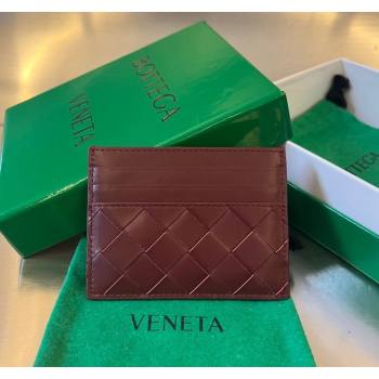 Bottega Veneta Intrecciato Leather Credit Card Case Burgundy 2024 731956 (WT-240314053)