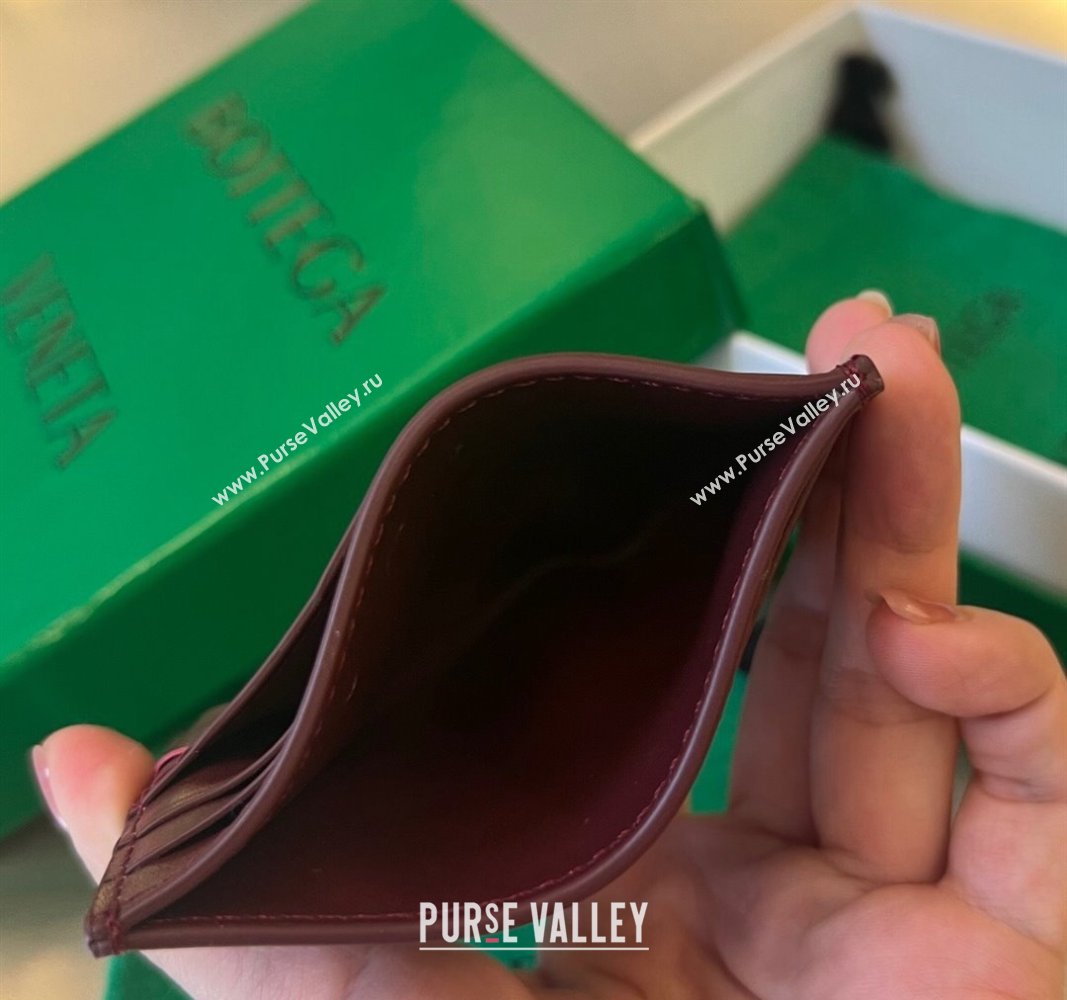 Bottega Veneta Intrecciato Leather Credit Card Case Burgundy 2024 731956 (WT-240314053)