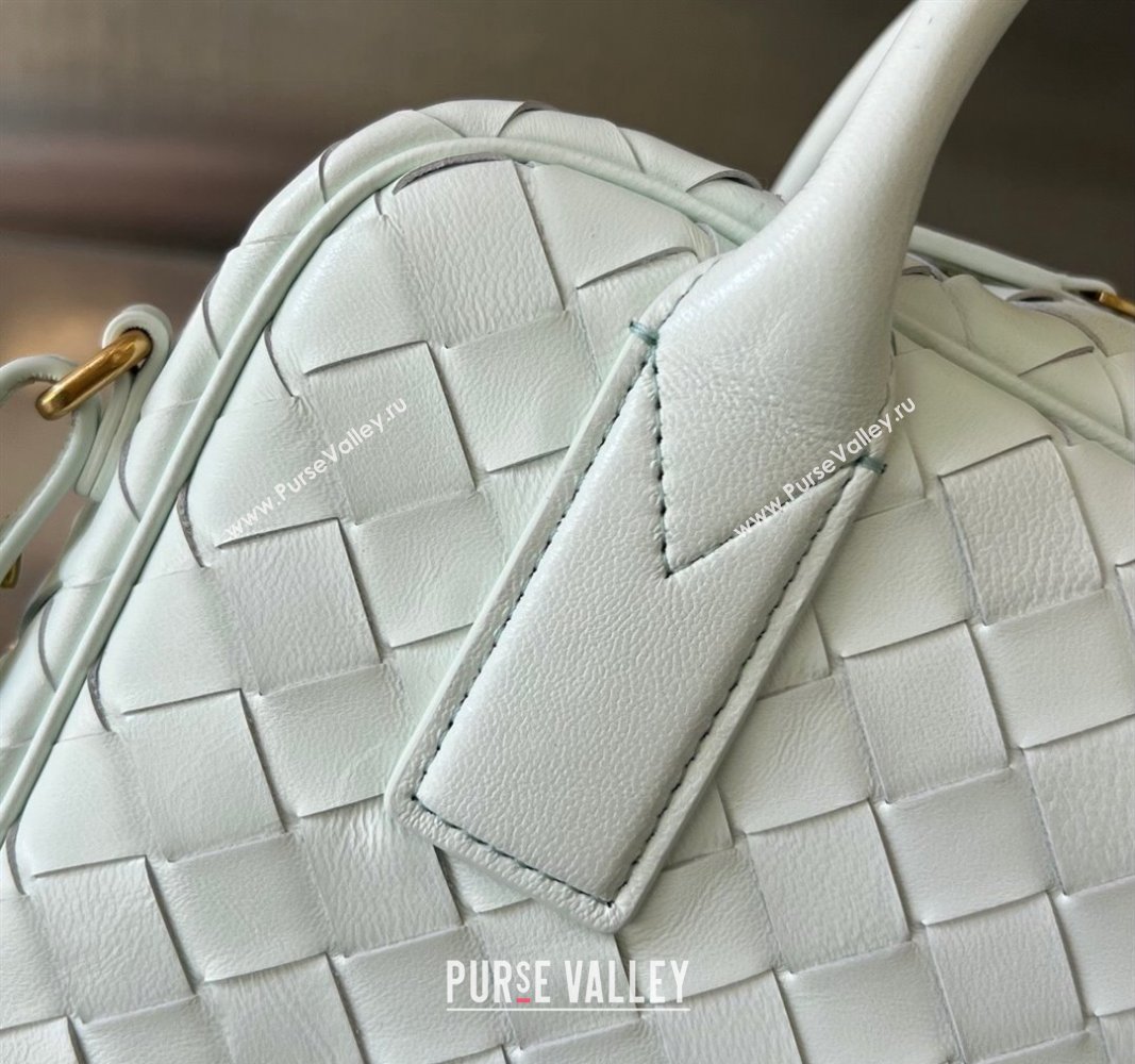 Bottega Veneta Small Getaway Top Handle Bag in Intrecciato Leather Glacier Blue 2023 776736 (WT-240314046)