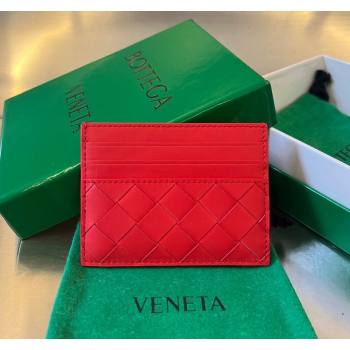 Bottega Veneta Intrecciato Leather Credit Card Case Red 2024 731956 (WT-240314054)