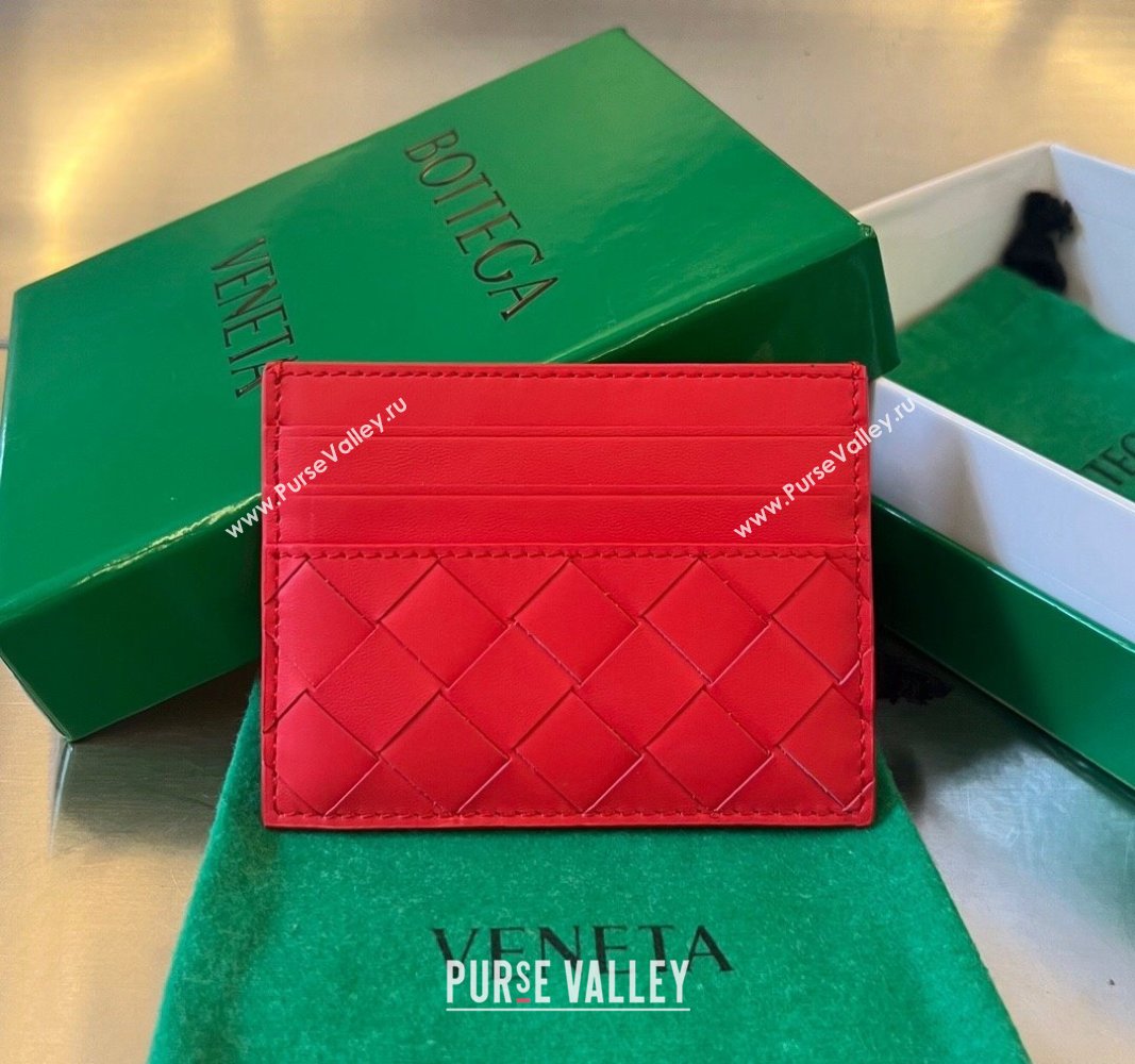Bottega Veneta Intrecciato Leather Credit Card Case Red 2024 731956 (WT-240314054)