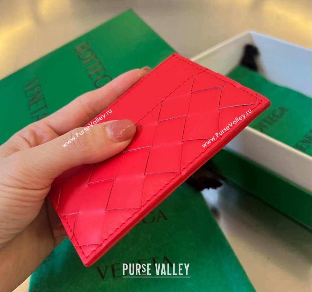 Bottega Veneta Intrecciato Leather Credit Card Case Red 2024 731956 (WT-240314054)