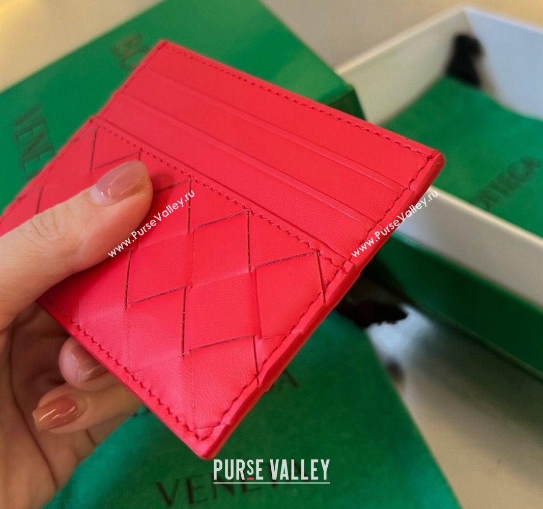 Bottega Veneta Intrecciato Leather Credit Card Case Red 2024 731956 (WT-240314054)