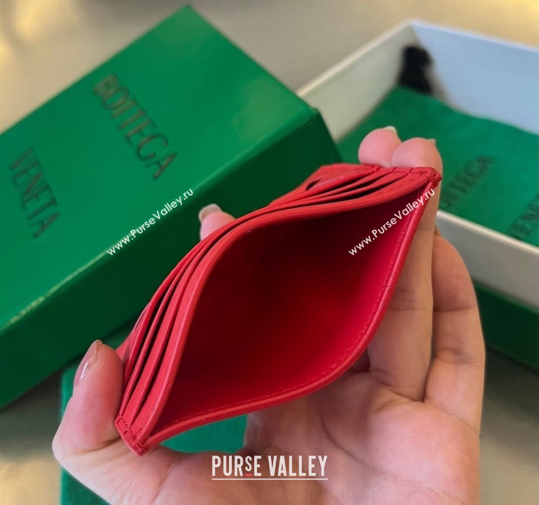 Bottega Veneta Intrecciato Leather Credit Card Case Red 2024 731956 (WT-240314054)