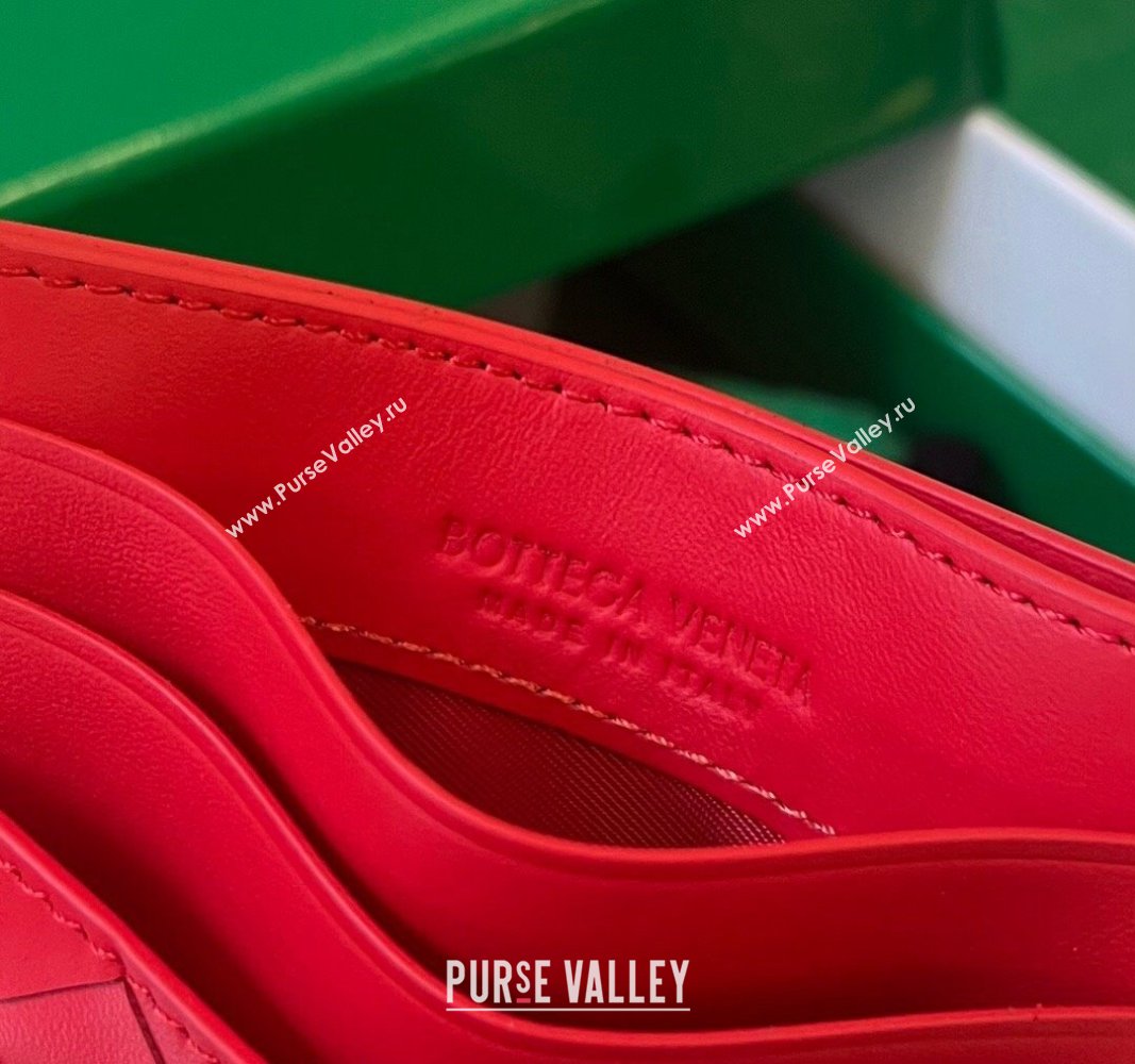 Bottega Veneta Intrecciato Leather Credit Card Case Red 2024 731956 (WT-240314054)