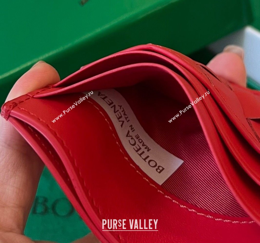 Bottega Veneta Intrecciato Leather Credit Card Case Red 2024 731956 (WT-240314054)