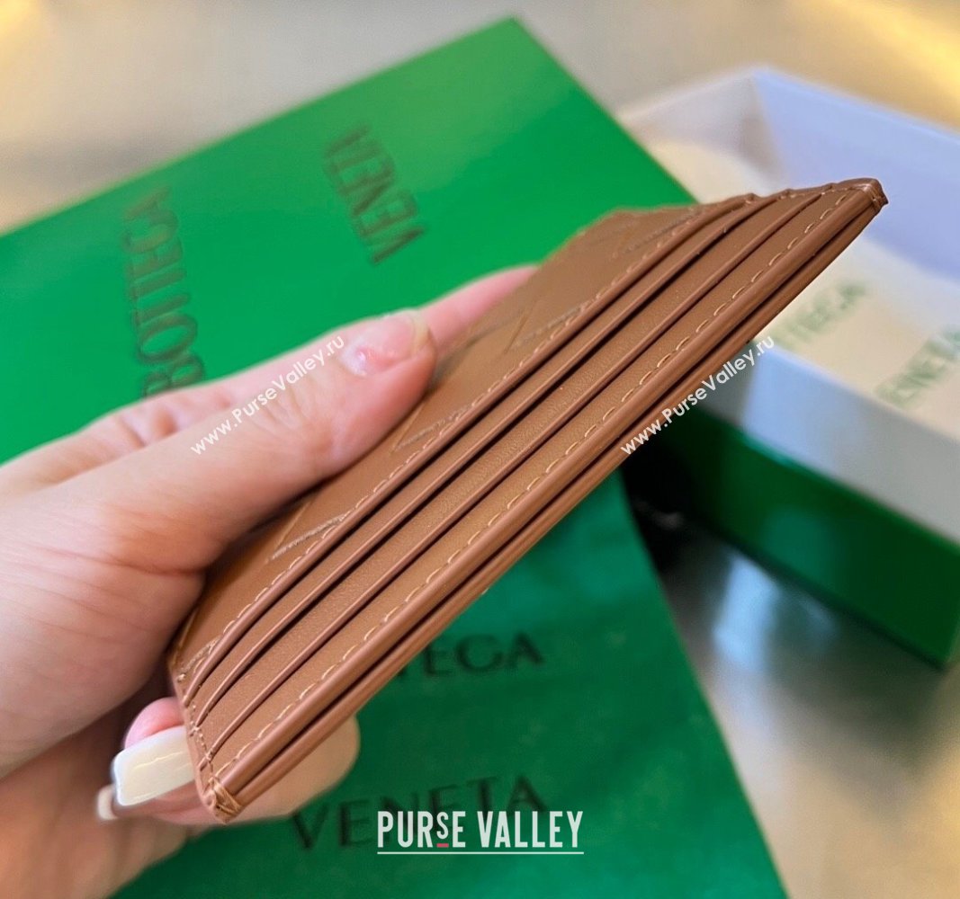 Bottega Veneta Intrecciato Leather Credit Card Case Wood Brown 2024 731956 (WT-240314055)