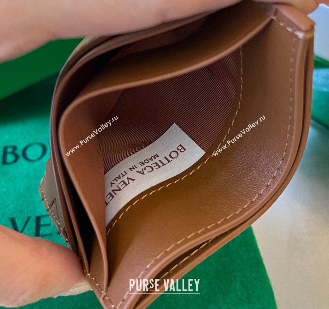 Bottega Veneta Intrecciato Leather Credit Card Case Wood Brown 2024 731956 (WT-240314055)