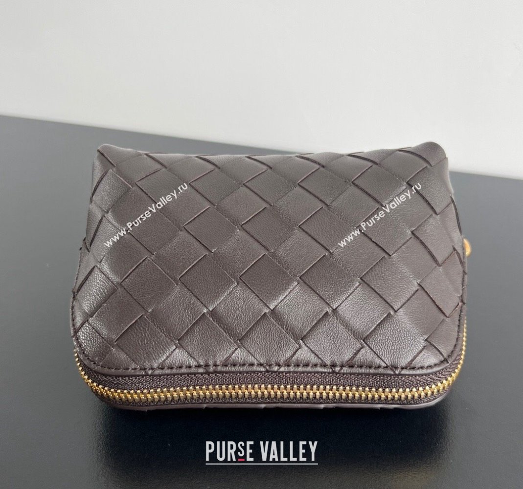 Bottega Veneta Intrecciato Leather Beauty Pouch Fondant Brown 2024 764044 (WT-240418095)
